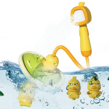 Sarı Ördek Banyo Oyuncakları 3 Su Püskürtme Ördekler Ayarlanabilir Duş Başlığı Ve Tekne oyuncak seti ABS Havuzu Banyo Oyuncak Hediye İçin Erkek Kız