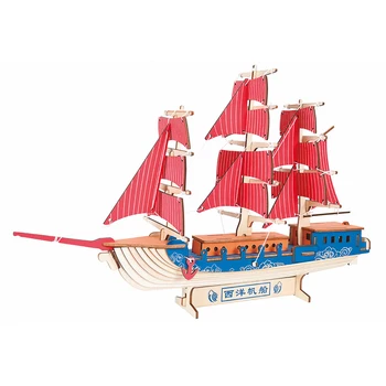 Avrupa Yelkenli Gemi Tekne 3D Yapboz ahşap yapbozlar Feribot Modeli Öğrenme Eğitici Ahşap Oyuncaklar Çocuklar Çocuklar İçin