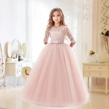 Prenses Dantel Elbise Çocuklar Çiçek Tutu Elbise Kızlar için çocuk elbiseleri Düğün Parti için Resmi 14T Yeni Yıl Arifesi Elbise Giyim