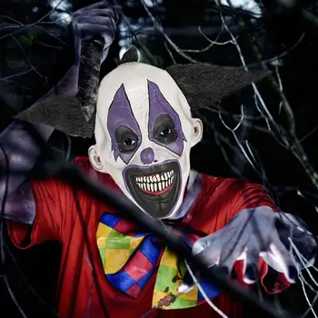 Palyaço Maskesi Cadılar Bayramı Korku Parti Kostüm Sahne Spooky Gülümseyen Palyaço Cosplay Başlık Terör Parti Kaçış Giyinmek