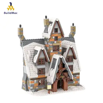 Buildmoc şehir Mimarisi modüler Ev Kış Köy Kır Evi Sokak Görünümü çocuk oyuncakları Dıy Yapı Taşı Modeli Hediye