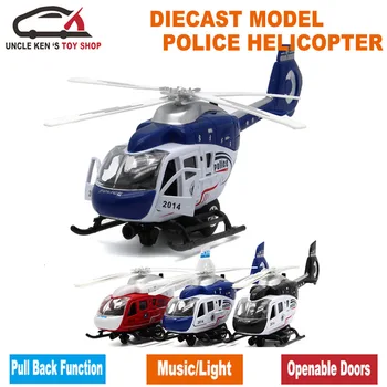 21 CM uzunluk Diecast polis helikopteri, çoğaltma uçak ölçekli Modeli, çocuk Boys oyuncaklar hediye geri çekin fonksiyonu ile / ses / ışık