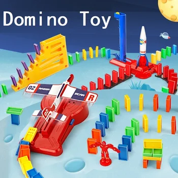 Domino Taşları Domino Kurulu Oyunu Plastik Sıcak Oyuncaklar Çocuk Kız Erkek Çocuklar İçin Bebek Roket Uçak Eğitici Gelişmekte Hediye