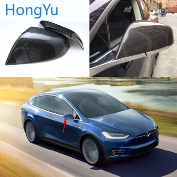 Tesla Modeli x için 100D 75D 90D p90D 2016 2017 2018 100 % Gerçek Karbon Fiber Dikiz aynası Kapağı Yan Ayna Kapakları araba styling