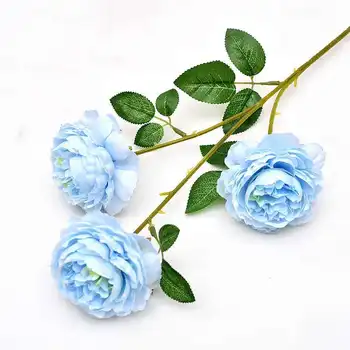 5 adet Yapay Şakayık çiçek 3 Büyük Kafa Buket Yüksek Kaliteli ıpek plastik Romantik ev düğün Parti Dekorasyon düzenlemesi