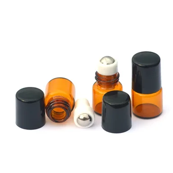 20 adet Küçük Amber Parfüm Örnek Rulo Cam Şişe 1ml Doldurulabilir uçucu yağ Roll-on Flakon