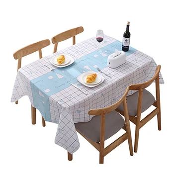 Modern Minimalist Tarzı Masa Örtüsü Saf Renk Su Geçirmez ve Yağ geçirmez PVC Beyaz Ekose Masa Örtüsü Ev Hiçbir Yıkama Masa Örtüsü