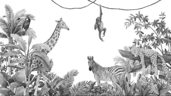 Özel Duvar Kağıdı Güneydoğu Asya Yağmur Ormanları Bitki Yaprak Hayvan Duvar Ev Dekorasyon Zürafa Zebra Maymun Fil 3d duvar kağıdı