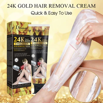 100 ml Disaar Saç temizleme kremi 24 K Altın ve Kollajen Vücut Beyazlatma Eller Bacaklar ve Koltukaltı Ağrısız Saç Tüy Dökücü DS51971