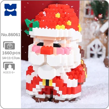 XFL 86061 Merry Christmas Günü Noel Baba Minter Festivali Şapka Çanta Bebek Modeli Mini Blokları Tuğla Yapı Oyuncak Çocuklar İçin Hiçbir Kutu