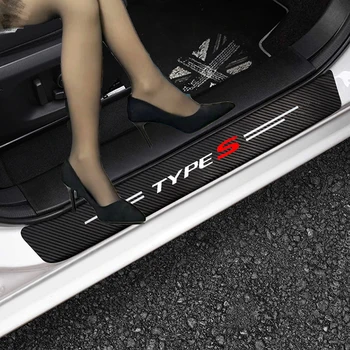 4 adet Araba Karbon Fiber Sticker Otomatik Kapı Eşiği Çıkartmalar Honda Type R Yarış Tipi S Spor Civic Accord Crv Hrv Araba Aksesuarları