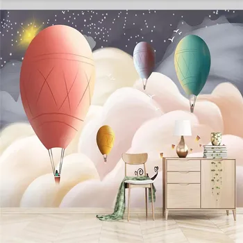 Özel Duvar Kağıdı Hd El-boyalı Sıcak Hava Balonu Tv Arka Plan Duvar