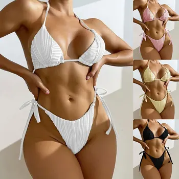 Mikro Bikini Seksi Kadın Mayolar 2022 Brezilyalı Tanga Bikini Seti Push Up Kadın Mayo mayolar Beachwear Mayo