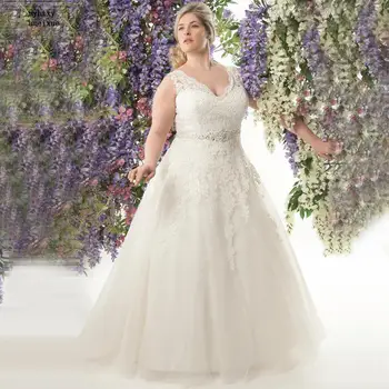 Kolsuz Tül V Yaka Sweep Tren Lace Up A-line Kolsuz Basit Custom Made Aplike gelinlikler Kemer düğün elbisesi 2020