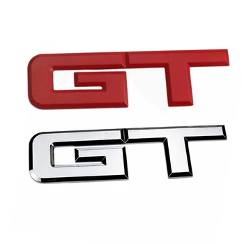 2 Adet 3D Gt Logo Araba Sticker Moda Araba Dekor Sticker Ford Mustang Odak Mk 1 2 3 7 Mondeo Araba Styling-Kırmızı ve Gümüş