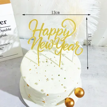 Yeni 2022 Mutlu Yeni Yıl Akrilik Kek Toppers Altın Yıldız Noel Tatlı Pişirme Toppers Yeni Yıl Partisi Kek Süslemeleri Malzemeleri