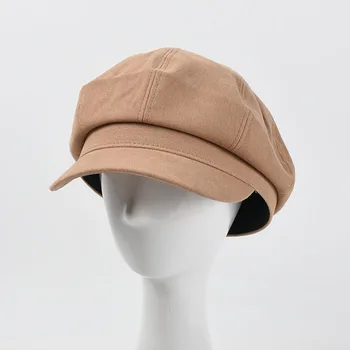 Şapka Kadın Düz Renk Rahat Sekizgen Şapka Kadın Sonbahar Ve Kış Yeni Basit Tomurcuk Kap Edebi Retro Gazete çocuk Şapkaları