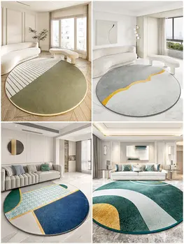Modern yuvarlak çizgili halı yaratıcı geometrik yatak odası oturma odası ev kaymaz Mat