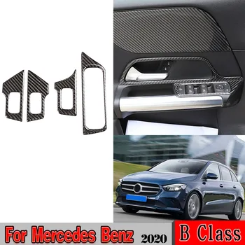 Otomotiv İç Sticker Mercedes Benz B Sınıfı W247 Glb Gerçek Karbon Fiber Araba Pencere Kaldırma Düğmesi Çerçeve Trim Aksesuarları