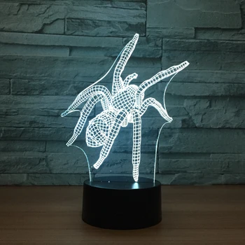 Örümcek örümcek İskandinav yaratıcı ev 3D dekoratif ışıklar stereo görüş LED lamba özel hediyeler renkli dokunmatik USB gece lambası