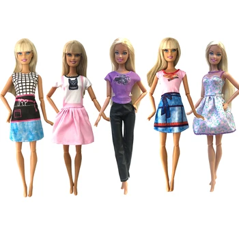NK 5 takım/grup Mix Tarzı Moda Etek Renkli Kıyafet Günlük gündelik giyim Giysileri barbie bebek Aksesuarları DIY Oyuncak 28A 7X