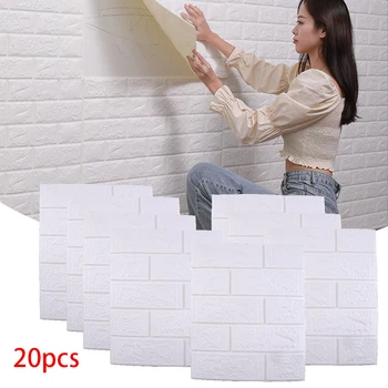 20 Adet Köpük 3D 38.5x34. 3cm Karo Kendinden yapışkanlı Tuğla Kabartmalı duvar çıkartmaları Panelleri Kanepe Arka Plan Oturma Odası Yatak Odası Aksesuarı