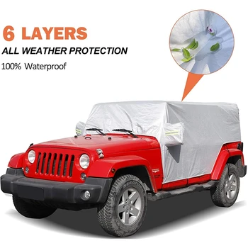 Güneş Örtüsü, Jeep Wrangler JK için JL 4 Kapı 2007-2021 Kar yağmur kılıfı araba kılıfı Vücut Toz Geçirmez UV Koruyucu