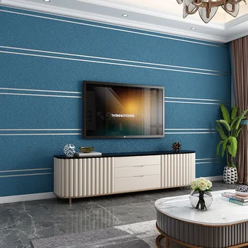 Iskandinav Düz Geniş Çizgili Geyik Derisi Kadife Duvar Kağıdı Yatak Odası Oturma Odası Televizyon Arka Plan Duvar Dokunmamış 3D Duvar Kağıdı
