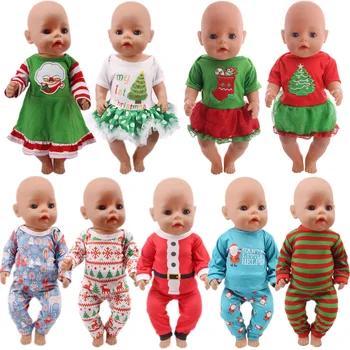 Noel Bebek El Yapımı Elbise Moda Elbise Fit 18 İnç amerikan oyuncak bebek ve 43Cm Yeniden Doğmuş Bebek Bebek Günlük gündelik giyim Etek Kız Hediye