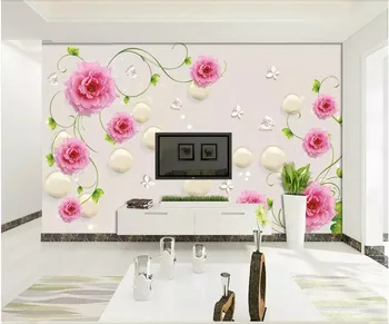 WDBH Özel fotoğraf 3d duvar kağıdı Yuvarlak gül çiçek askılığı TV arka plan duvar odası ev dekor 3d duvar resimleri duvar kağıdı duvarlar için 3 d