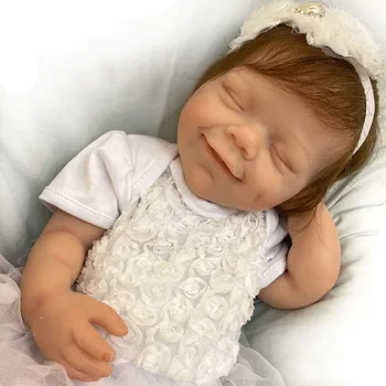 40 cm Bitmiş Nisan Silikon Yeniden Doğmuş Bebek Yumuşak Tam Vücut Katı Silikon Bebe Reborn Kız De Muñecas Silicona Boneca Renascida