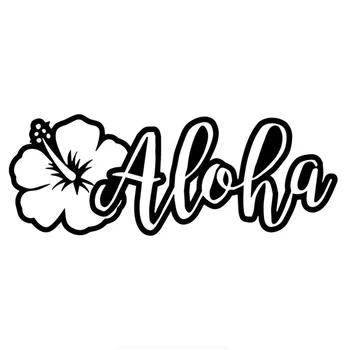 Yaratıcı ebegümeci çiçeği Aloha Hawaiian Araba Sticker Aksesuarları Vinil PVC 15cm * 6cm Motosiklet Araba Styling Çıkartması