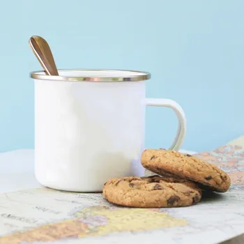 Kahvaltı süt kupası Açık Ev Vintage Stil El Yapımı Emaye Bardak Kupa Içme Kahve Bira çay Bardağı Kamp Yürüyüş Çamurları Hediye