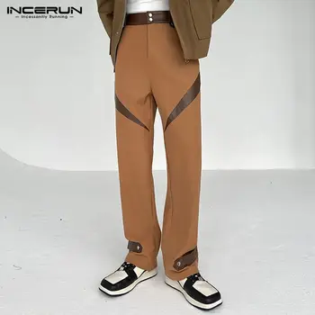 Kore Tarzı Moda erkek Pantolon Düz Deri Eşleşen Pantalon Casual Streetwear Erkek Sıcak Satış Pantolon S-5XL INCERUN 2022