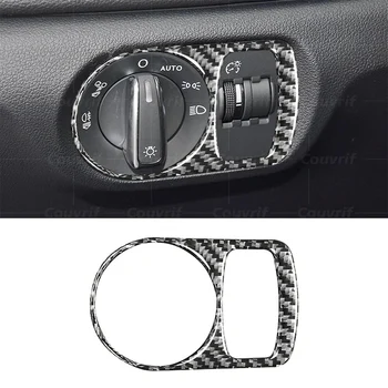 Karbon Fiber araba kılıfı Far Anahtarı Trim Düğmesi panel dekorasyon Sticker Çıkartması Kapak İçin Audi Q3 8U 2013-2018 Aksesuarları