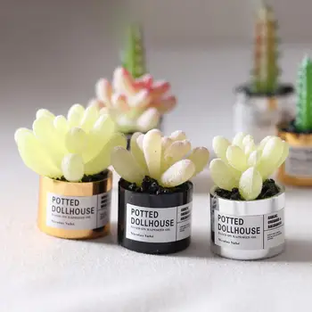 Bitki Saksı Minyatür Canlı Dekoratif PVC Dollhouse Kaktüs Bonsai Modeli Bitki Saksı Minyatür Eğlence için