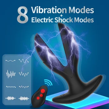 Titreşimli Anal Plug Elektrik Çarpması Darbe Vibratör prostat masaj aleti Uzaktan Kumanda İle Erkekler İçin Şarj Edilebilir Yetişkin Seks Oyuncakları
