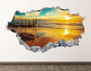 Cennet Plaj Duvar Çıkartması-Sunshine 3D Çökerttiğini duvar sanatı yapışkanı Oturma Odası Dekor Vinil Ev Posteri Özel Hediye KD915