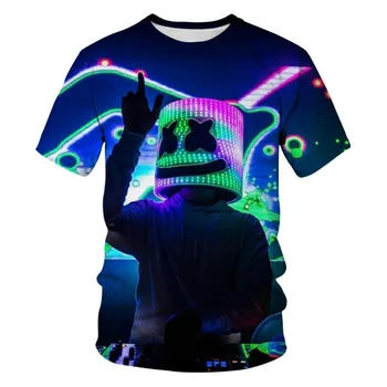 2022 Yeni Moda Trendi 3D Yeni T-Shirt Light Up Yıldız Tasarım Komik Hatmi Yeni T-Shirt Karikatür Korku Filmi t-shirt